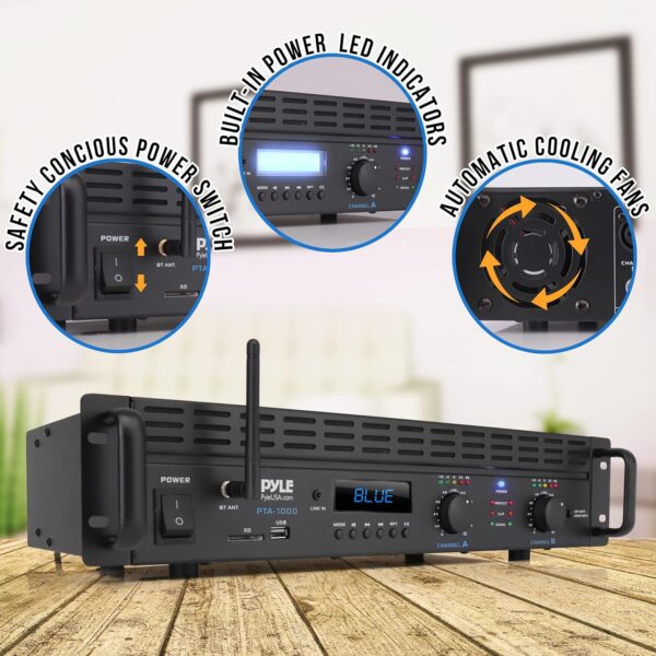 00EBFAC8-8027-B4D1-A170-96C0598F32A5.jpg 2-Channel Bluetooth Power Amplifier - 2000W Bridgeable Rack Mount Pro Audio Sound Wireless Home Stereo Receiver w/TRS XLR Input.LCD. Bridge Mode. Cooling Fan - Entertainment Speaker System