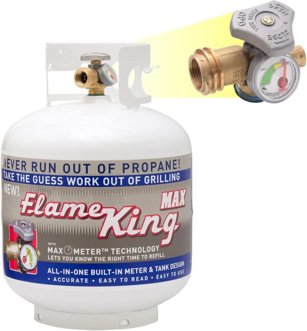 024477BD-611B-4A13-EB8D-AD66C0C0DE05.jpg Pound Steel Propane Tank Cylinder with OPD Valve and Built-in Gauge. 20 lb Vertical-Flame King
