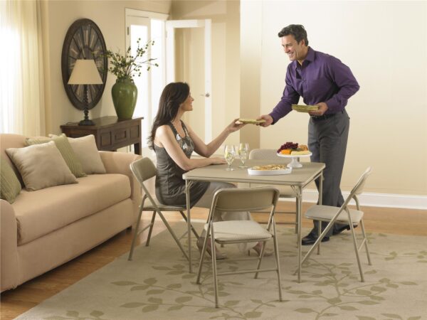 030E8566-239A-B808-9C1D-5D245B309B70.jpg 5-Piece Folding Dining Set with Card Table and 4 Fabric Padded Chairs. Tan