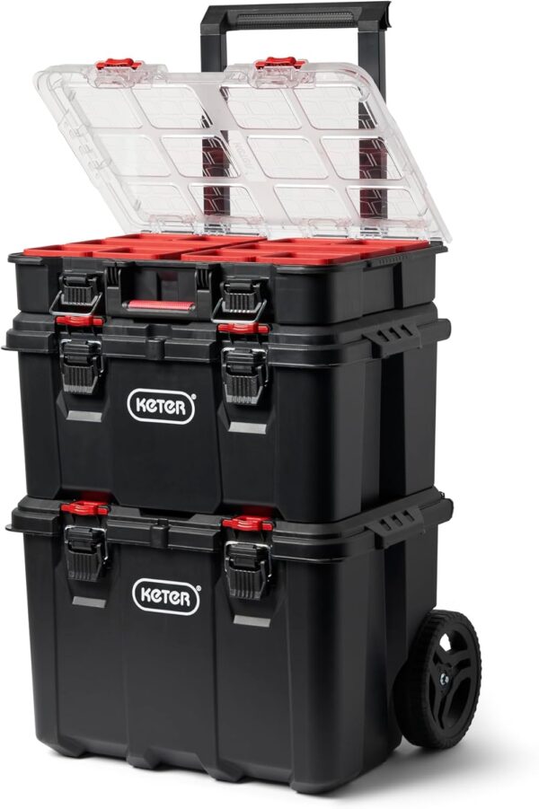 04AE209C-FB7D-276F-DDC6-4DFBBA29C213.jpg Keter Stack-n-Roll Modular Tools Organizer for Garage Storage and DIY. 3 Piece Resin Rolling Tool Box System for Small Parts