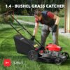 21" Steel Deck Gas Lawn Mower. Heavy-Duty 3-in-1 Push Mower. 144cc 4-Stroke Engine. 6-Position Height Adjustment. Large 1.4 Bushel Grass Catcher. Durable & Efficient for Yard & Garden