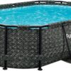 Funsicle 167 by 98 by 39.5 Inches Oasis Designer Oval Frame Outdoor Above Ground Swimming Pool Pool Set with Accessories. Dark Herringbone Gray