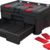 Keter Stack-n-Roll Modular Tools Organizer for Garage Storage and DIY. 3 Piece Resin Rolling Tool Box System for Small Parts