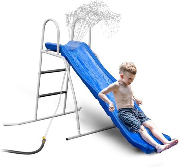 08B33581-D322-8274-65B2-5ABD8B4743D8.jpg XDP Recreation 6 Foot Water Wave Slide with Built In Adjustable Sprinkler. Freestanding with Ground Pad and Hose Extension for Lawn Fun. Ages 3 to 8