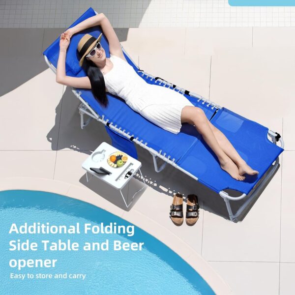 090077FD-F57A-12F6-CDF2-C25BDFA82C97.jpg 3-in-1 Outdoor Sun Tanning Lounge Chair with Face Hole – 5-Position Recliner. Folding Side Table & Removable Pillow. 330lbs Capacity. Blue