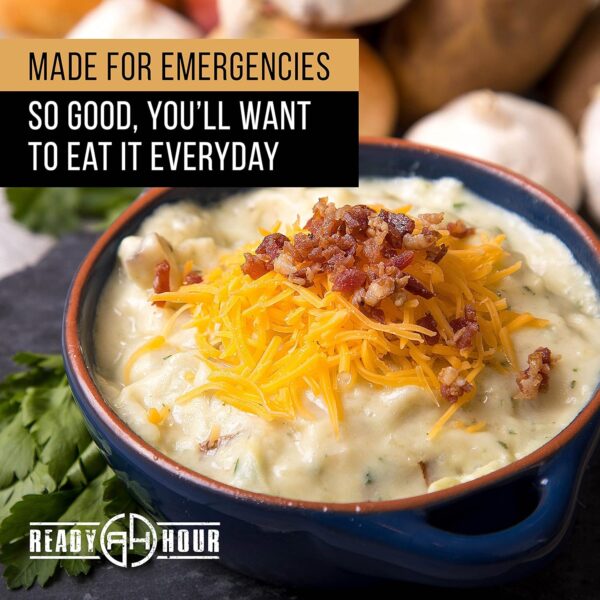 09D16197-BC1E-4BB0-B5C3-567575E6B02E.jpg Ready Hour. Emergency Meal Entrées. Real Non-Perishable Meals. 25-Year Shelf Life. Portable Flood-Safe Container. 120 Servings