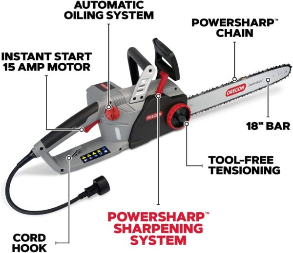 0C8CB5B5-8911-7E10-2464-DE4E92597E14.jpg Oregon CS1500 18-inch 15 Amp Self-Sharpening Corded Electric Chainsaw. with Integrated Self-Sharpening System (PowerSharp). 2-Year Warranty. 120V. Grey. Black