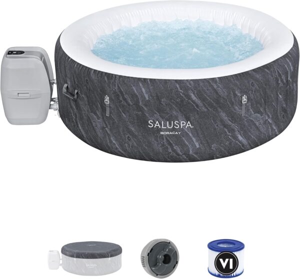 0ED35268-8C36-8691-100B-F1EC68B3ADC5.jpg Bestway SaluSpa Fiji AirJet Large Round 2 to 4 Person Inflatable Hot Tub Portable Outdoor Spa with 120 AirJets and EnergySense Cover. Grey