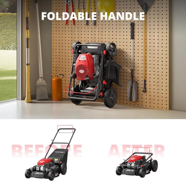 11FC912B-C3AD-4E5A-73B8-79DD34298985.jpg 21" Steel Deck Gas Lawn Mower. Heavy-Duty 3-in-1 Push Mower. 144cc 4-Stroke Engine. 6-Position Height Adjustment. Large 1.4 Bushel Grass Catcher. Durable & Efficient for Yard & Garden