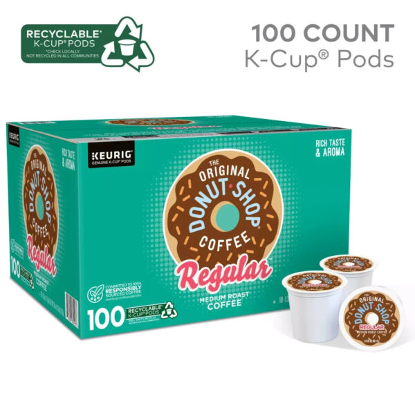 12BC2F75-4340-806F-7F7F-697B9C237D2E The Original Donut Shop Medium Roast Coffee Pods, 100 Count – Compatible with Keurig K-Cup Brewers, Kosher Certified