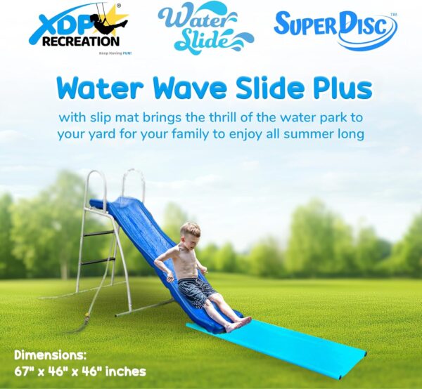 1355FFDC-77CC-DC18-28A1-5711CA20B3D5.jpg XDP Recreation 6 Foot Water Wave Slide with Built In Adjustable Sprinkler. Freestanding with Ground Pad and Hose Extension for Lawn Fun. Ages 3 to 8