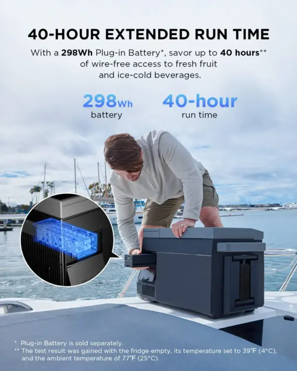 151B6D2E-273A-2B7C-5D9B-3B4D16B4C49D.webp Car Refrigerator. 40 Qt(38L) Portable Refrigerator. Electric Cooler with Ice Maker. Dual Zone WIFI APP Control(-13℃~50℃). 12/24V DC/AC For Camping. Travel. Fishing. Outdoor. Truck