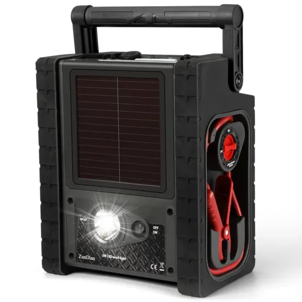 15CE777C-583C-DD61-CBE1-7AF51C65CCEE.webp ZD-529 Solar Portable Power Station 2000 Amps Jump Starter. 260 PSI Air Compressor. 12V Car Battery Charger with 400W Inverter Dual AC/DC/USB Output. Emergency Backup Power with Flashlights