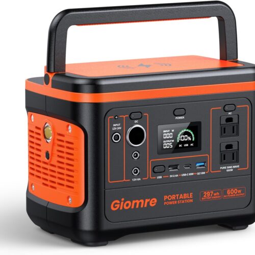 Portable Power Station. 297Wh Backup Lithium Battery Generator with 600W AC Output and 100W Fast Charging. Solar Generator for Outdoors Camping. Travel Emergency. Home Blackout