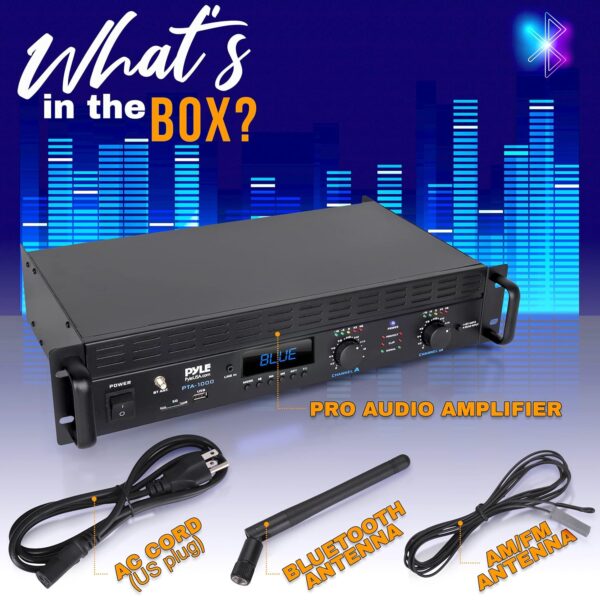 1CD9FCB0-7FA2-B73E-A01A-251572616913.jpg 2-Channel Bluetooth Power Amplifier - 2000W Bridgeable Rack Mount Pro Audio Sound Wireless Home Stereo Receiver w/TRS XLR Input.LCD. Bridge Mode. Cooling Fan - Entertainment Speaker System