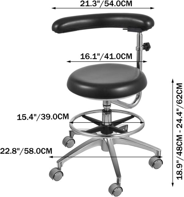 1CEB2B87-6F68-5FE6-AACB-FD2AA7C19487.jpg Medical Dental Stool Dentist Chair with 360 Degree Rotation Armrest PU Leather Assistant Stool Chair Height Adjustable Doctor Chair