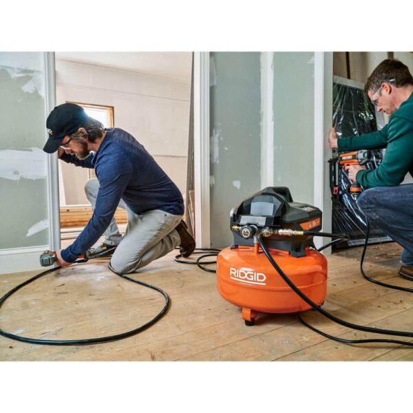 6 Gal. Portable Electric Pancake Air Compressor w/ 18GA Brad Nailer. 16GA Straight Finish Nailer. & 18GA Finish Stapler R69603FK
