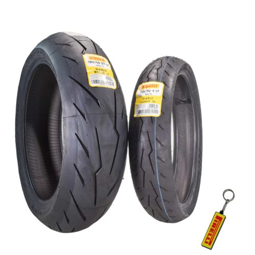 Pirelli Diablo Rosso IV Motorcycle Tires Set – Front 110/70ZR17 & Rear 190/55ZR17 with Bonus Keychain