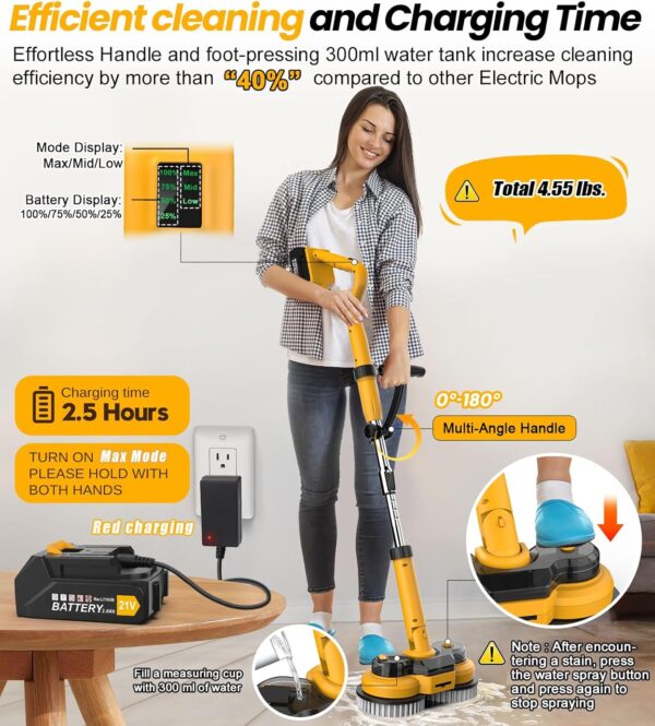 25EE4C81-C9DC-0BFC-DBF6-52BC1915698C.jpg 6000mAh Battery Electric Mop M1. 800RPM Cordless Electric Power Scrubber & Mops for Floor Cleaning. Best Automatic Spin Mops with Smart Display.Rotating Mop with LED Light & Water Spray-qimedo