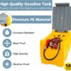 TECSPACE 58 Gallon Gasoline Tank. Portable Fuel Tank with 12V Electric Fuel Transfer Pump. 40 GPM Gasoline Fuel Tank with 4 Meters Hose for Gasoline Transportation (Yellow. 58 gal)