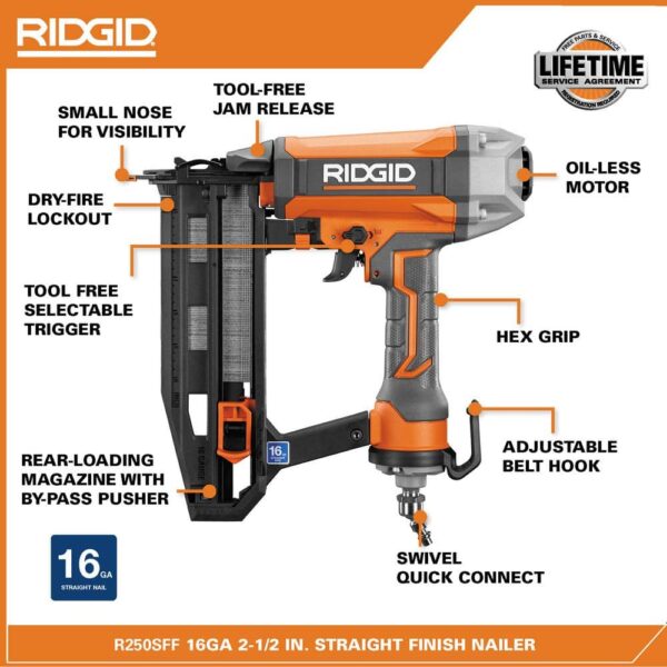 6 Gal. Portable Electric Pancake Air Compressor w/ 18GA Brad Nailer. 16GA Straight Finish Nailer. & 18GA Finish Stapler R69603FK