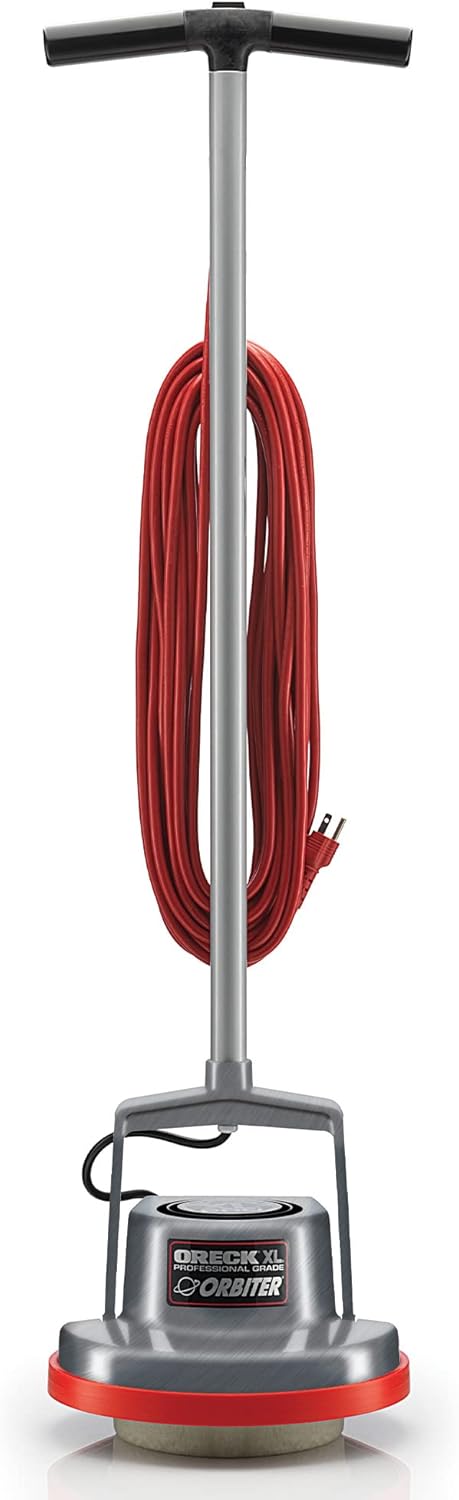 Commercial Orbiter Hard Floor Cleaner Machine. Multi-Purpose Floor Cleaning. Random Orbital Drive. Wide Cleaning Path. 50-Foot Long Cord. ORB550MC. Gray/Red-Oreck