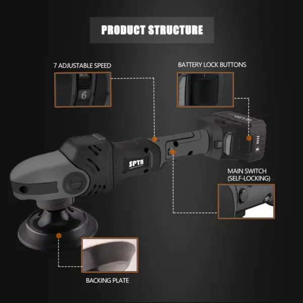 Buffer Polisher. 18V Cordless Rotary Polisher. 4Inch & 5Inch Car Polisher with 7 Variable Speed 2Pcs 4.0Ah Battery. 2 Backing Plate. 6 Polishing Pads. 2 Wool Pads for Car Polishing and Waxing
