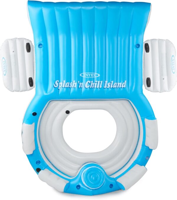 2FBEDFBD-F49F-8452-037F-D58638B9C5E2.jpg 56299EP 145 x 125 x 20 Inch Splash N Chill Inflatable Lake and Pool Relaxation Island Lounger Seat for up to 7 Adults. Blue and White
