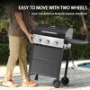 MASTER COOK 3 Burner BBQ Propane Gas Grill. Stainless Steel 30.000 BTU Patio Garden Barbecue Grill with Two Foldable Shelves