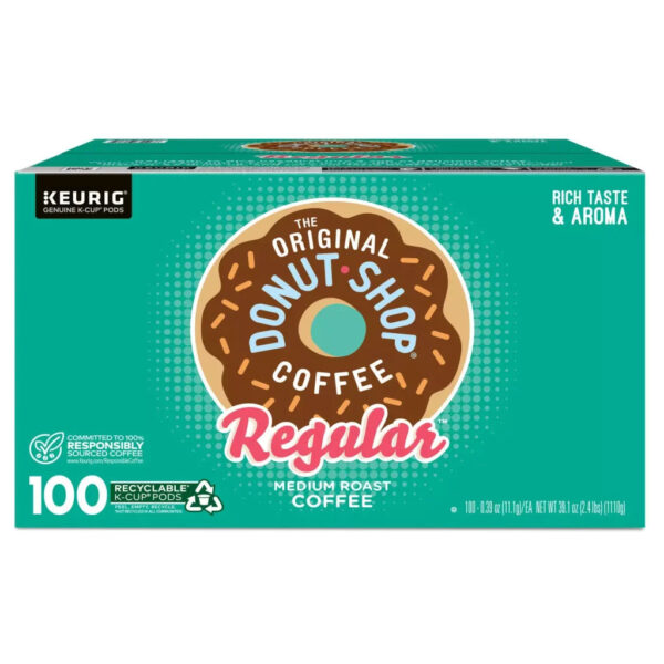 3138F4F3-7350-6DB7-874C-D6E21560C03E The Original Donut Shop Medium Roast Coffee Pods, 100 Count – Compatible with Keurig K-Cup Brewers, Kosher Certified