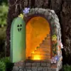 Solar Fairy Garden Stone Gate Resin Fairy Garden Ornament