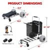 GDLF Foldable Beach Cart with Adjustable Handle and 12" Balloon Wheels. Heavy Duty Aluminum 220LBS Capacity