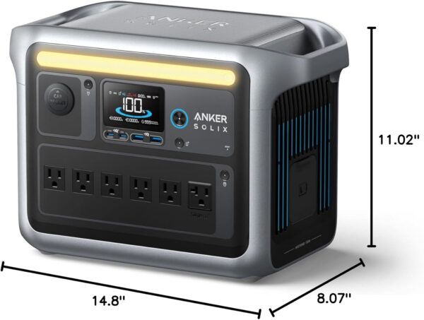 331A86A3-C08C-A4E0-0678-30BB48ECE302.jpg Anker SOLIX C1000 Portable Power Station with 200W Solar Panel. 1800W Solar Generator. 1056wh LFP (LiFePO4) Battery. 6 AC Outlets. Up to 2400W for Home. Power Outages. and Outdoor Camping