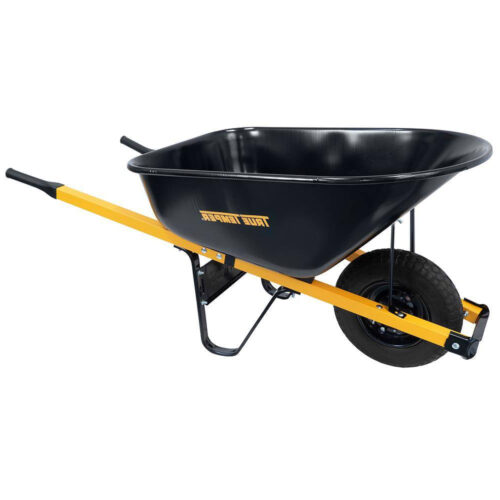 True Temper R6STFFEC 6 cu. ft. Barrow in a Box Steel Wheelbarrow with Never Flat Tire and Steel Handles