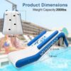 Pontoon Waterfall Slide. Inflatable Pontoon Boat Water Slide for Kids Backyard Pool Sea. Electric Air Pump & Storage Bag