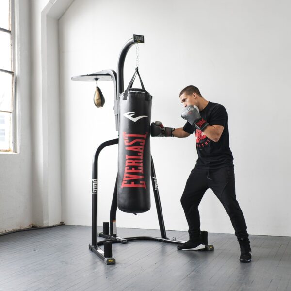 39FE4506-F4FB-EEC1-8D7B-98DC3F843A6D Everlast 2 Station Dual Powder Coated Steel Heavy and Speed Bag Stand (Open Box)