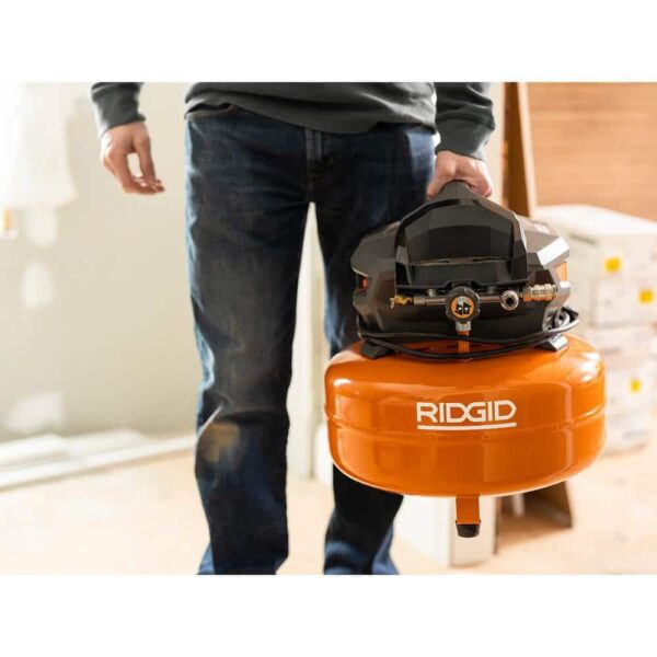 6 Gal. Portable Electric Pancake Air Compressor w/ 18GA Brad Nailer. 16GA Straight Finish Nailer. & 18GA Finish Stapler R69603FK