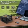 ZD-529 Solar Portable Power Station 2000 Amps Jump Starter. 260 PSI Air Compressor. 12V Car Battery Charger with 400W Inverter Dual AC/DC/USB Output. Emergency Backup Power with Flashlights