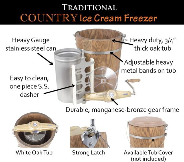 3AF4E38C-FE2B-7560-AE84-D75BFAF76F55.jpg 6 qt Country Ice Cream Maker – Classic Wooden Tub – Hand Crank
