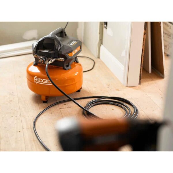 6 Gal. Portable Electric Pancake Air Compressor w/ 18GA Brad Nailer. 16GA Straight Finish Nailer. & 18GA Finish Stapler R69603FK