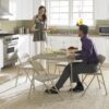 5-Piece Folding Dining Set with Card Table and 4 Fabric Padded Chairs. Tan