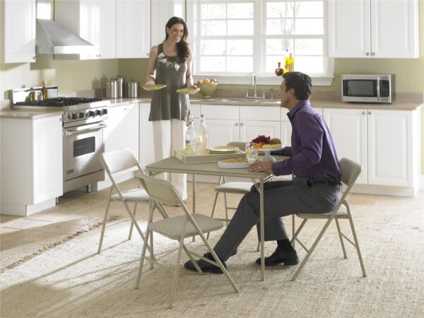 3DDC58A5-D357-9C6C-CF1C-A3AFE644EA80.jpg 5-Piece Folding Dining Set with Card Table and 4 Fabric Padded Chairs. Tan