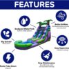 HeroKiddo 16' Purple Tropical Lightweight Premium Commercial Grade Water Slide Inflatable with Attached Pool for Kids and Adults (with Blower). Wet Dry Use. Summer Fun