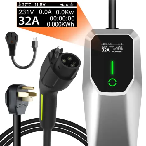 32 Amp Level 1&2 Portable EV Charger .26FT Cable NEMA 14-50 Plug for Electric Car Home Charging Station 7.68KW