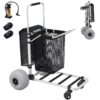 GDLF Foldable Beach Cart with Adjustable Handle and 12" Balloon Wheels. Heavy Duty Aluminum 220LBS Capacity