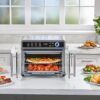 Crisp 'N Bake Air Fryer Toaster Oven Combo. 12 in 1 Countertop Convection Oven Cooks Food Fast. Fits a Whole Pizza or 6 Toast Slices. French Doors with Stainless Steel Finish