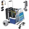 GDLF Foldable Beach Cart with Adjustable Handle and 12" Balloon Wheels. Heavy Duty Aluminum 220LBS Capacity