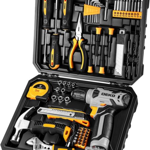 DEKOPRO Tool Set：Tool Kit with 8V Cordless Drill.Tool Box with Drill.Hand Drill Set for Men & Women.Home Tool Kits for House Repair.Handyman.DIY 126 Piece