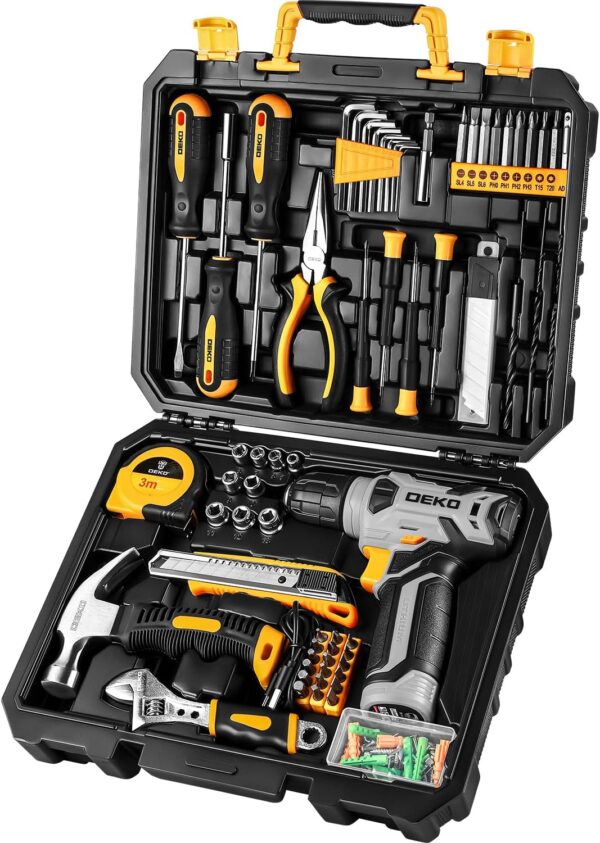 4182F957-30F8-4EF6-147F-1991977BFB83.jpg DEKOPRO Tool Set:Tool Kit with 8V Cordless Drill.Tool Box with Drill.Hand Drill Set for Men & Women.Home Tool Kits for House Repair.Handyman.DIY 126 Piece