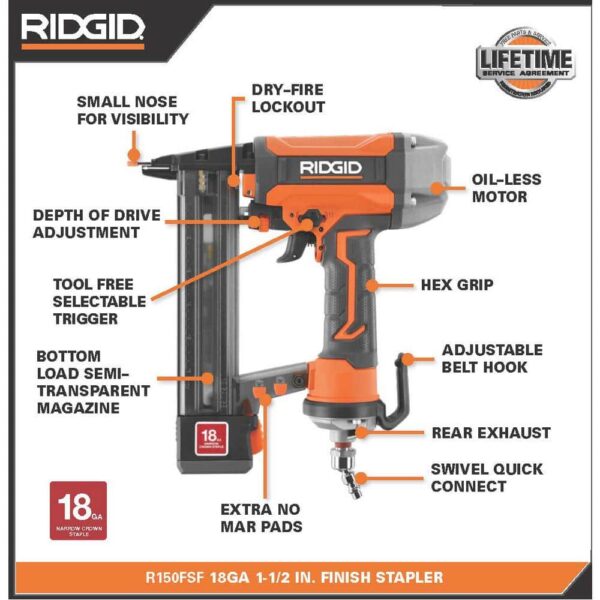6 Gal. Portable Electric Pancake Air Compressor w/ 18GA Brad Nailer. 16GA Straight Finish Nailer. & 18GA Finish Stapler R69603FK